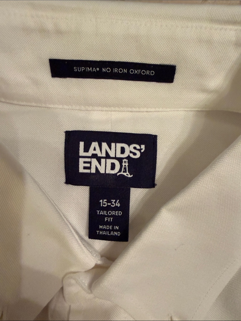 Lands' End White Supima No-Iron Oxford Shirt